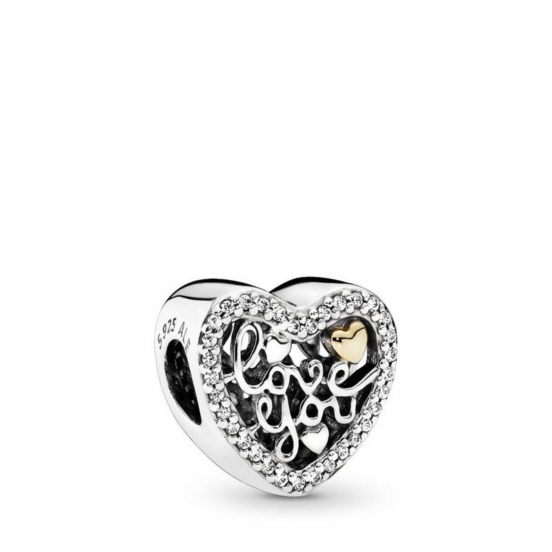 Pandora Love Script Charm Clearance NZ, Two Tone (389467-RUF)